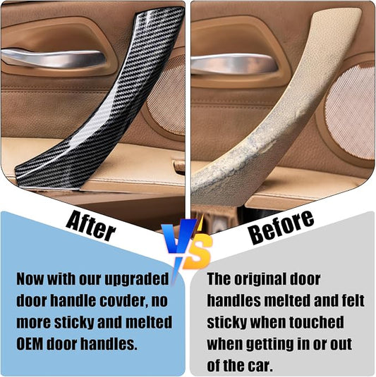 Compatible with BMW 3 Series Door Handle Covers E90/E91/E92/E93 2004-2011,6PCS Left Right Passenger Interior Door Pull Handle for 318i,320i,323i,325i,328i,330i,335i(Carbon Fiber Pattern)