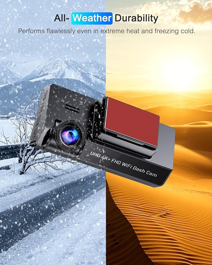 Dash Cam Front and Rear 5GHz WiFi Dashcam with CPL, 4K+1080P Dual Dash Camera for Cars, 3.69" IPS Screen Dashcam with 64GB SD Card, App Control, 24H Parking Mode, Super Night Vision, Loop Recording