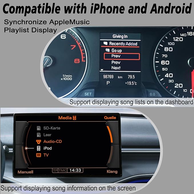 Audi Bluetooth car Music High-Definition Adapter,Wireless Audio Music Adapter,Compatible with Audi 3G AMI, 2G AMI Interfaces,Mercedes Media,Mercedes Music,and Volkswagen Music Interface
