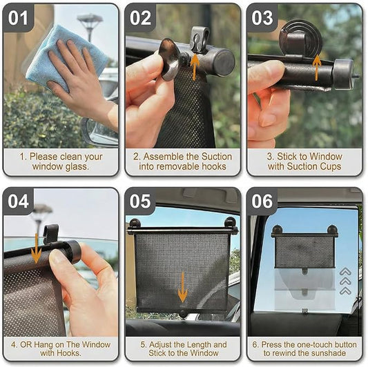 PLTCAT Car Side Window Sun Shades for Baby, 2 Pack UV Protection Breathable Mesh Sunshade, Universal Fit Auto Sun Visor for Kids Pets Travel Privacy Protection (Standard-16''x18'')