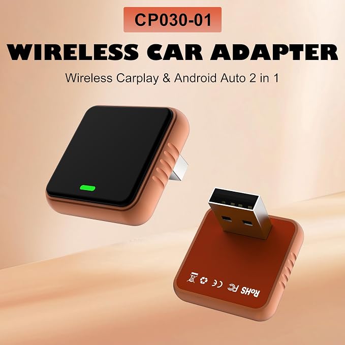 2026 CP030 Wireless CarPlay Adapter,5GHz USB&USB-C CarPlay Dongle,Plug&Play for 2016+ Wired CarPlay Cars,Aluminum Low Heat Auto Connect for iPhone iOS 10+