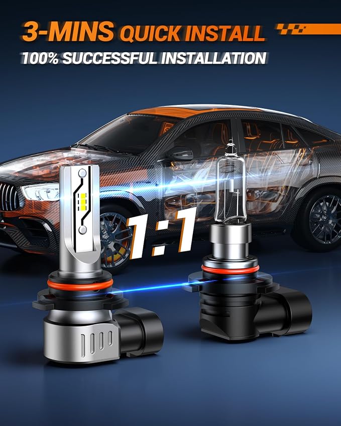 SEALIGHT 𝟗𝟎𝟎𝟔 HB4 Fog Light Bulbs or DRL, 6500K 10000LM 𝟗𝟎𝟎𝟔/HB4 Fog Lights Bulbs Fog Lights or Daytime Running Light, 1:1 Size Plug ang Play, Non-polarity, 2 Pack