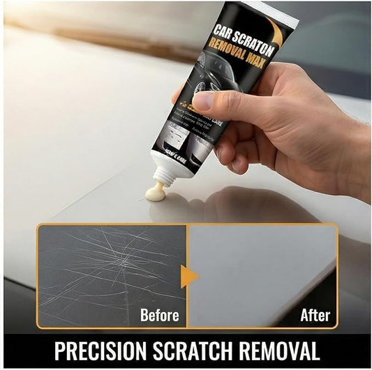 Car Scratch Remover Wax & Repair Paste - Erases Scuffs in 3 Seconds - Complete Kit with Sponge and Microfiber Cloth for Door Handle Scratches & Swirls - 120ml