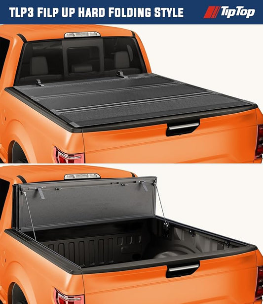 TIPTOP FILP Up Hard Folding Tonneau Cover Fits 2022-2026 Ford Maverick with 4.5ft Bed (54.4") | Lightweight FRP, Low-Profile Waterproof Truck Bed Cover G3.