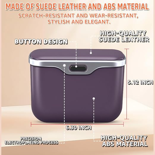 HOLDCY Car Trash Can, Waterproof Multi‑Functional Auto Trash Bin for Door/Console/Seat Back, Universal Vehicle Garbage Can for Car/Truck/SUV Drivers (Purple)