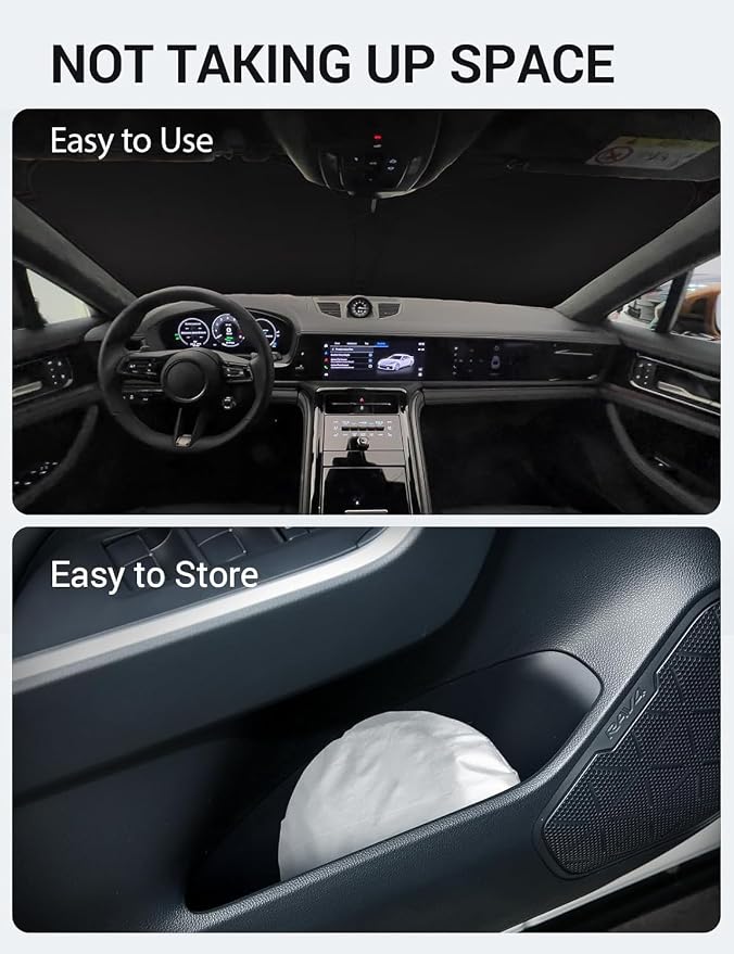 Proadsy 2026 Upgrade Windshield Sun Shade Custom Fit 2017-2025 2026 Porsche Panamera Foldable Front Sunshade Protector Sun Visor Blocks UV Rays Keep Car Cooler