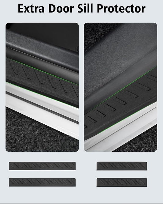 Floor Mats & Cargo Liner Custom Fit for Ford Escape & C-max 2013-2019, Door Sill Guards, All Weather TPE Rubber Anti-Slip 1st & 2nd Row & Trunk Mat Floor Liners for Escape 2019 Accessories