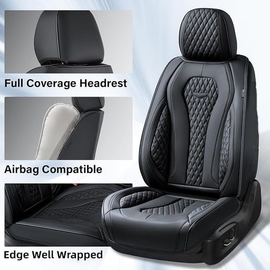 Coverado Seat Covers, Car Seat Covers Front Seats, Black Car Seat Cover, Waterproof Car Seat Covers, Car Seat Cushion, Front Car Seat Covers Leatherette Car Seat Protector Universal Fit Most Cars