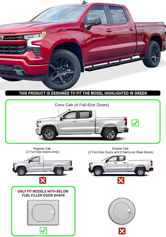 APS Wheel to Wheel Board Compatible with Chevy Silverado GMC Sierra 1500 2019-2026 Crew Cab 6.5ft Bed & 2500 HD 3500 HD 2020-2026 (Silverado 1500 LTD Sierra 1500 LD 2022) Stainless Steel