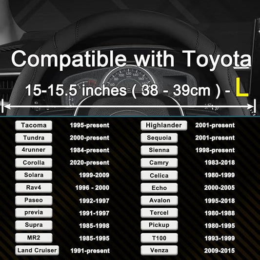 West Llama Customized Auto Car Steering Wheel Cover for Toyota Tundra Tacoma 4runner 15-15.5inches (Black-Large Size)