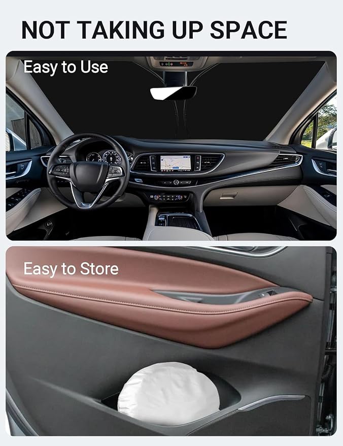 Proadsy 2026 Upgrade Front Windshield Sunshade Foldable Sun Shade Sun Visor Protector Custom Fit 2018-2024 Buick Enclave Preferred Essence Premium Accessories