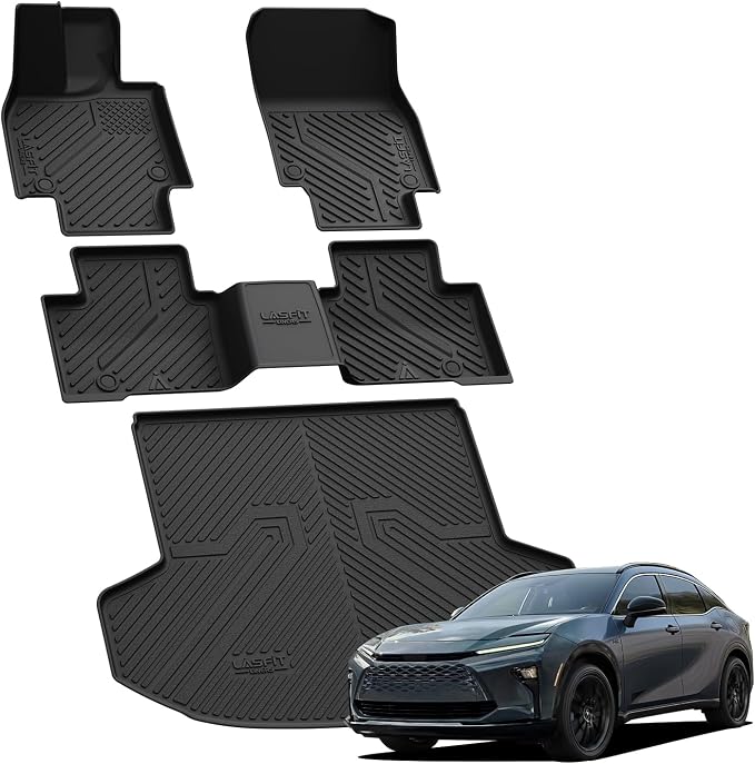 LASFIT Floor Mats & Cargo Mat for Toyota Crown Signia 2025 2026, TPE All Weather Protection Rubber Car Liners Custom Fit for Crown Signia Accessories 1st & 2nd Row & Trunk Mats, Black