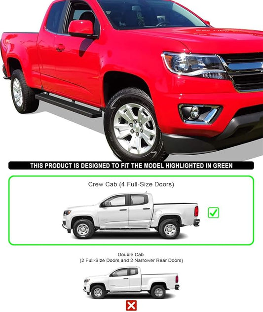APS 5in Stainless Steel Black Running Boards Compatible with Chevy Colorado GMC Canyon 2015-2026 Crew Cab (Nerf Bars Side Steps)