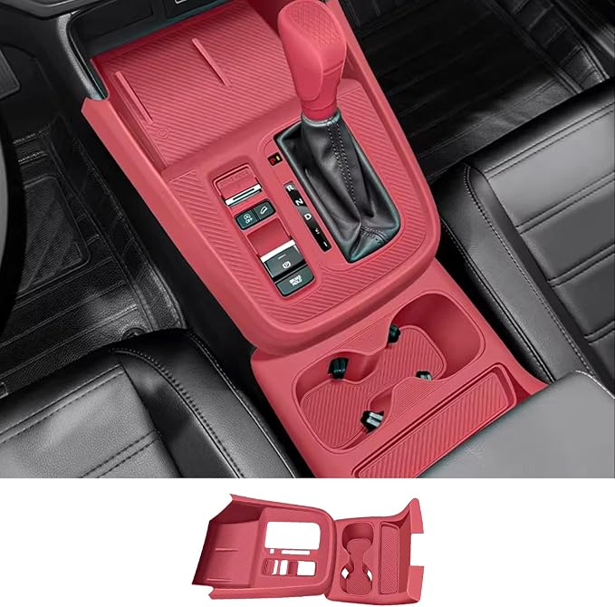 Temmis Center Console Silicone Organizer with Cup Holder for Honda CRV 2023-2026, Full-Wrap Center Consel Electrostatic adsorption Cover for Honda CRV-Red