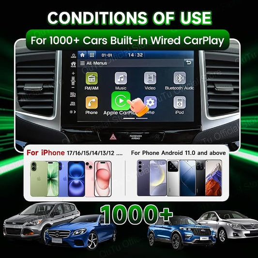 CarlinKit Wireless CarPlay Adapter CPC200-CP2A PRO: Wired CarPlay to Wireless CarPlay/Android Auto Upgrade & Android 12.0 System Unlock The, Built-in Net-Flix/You-Tube/TIK-Tok(Black)