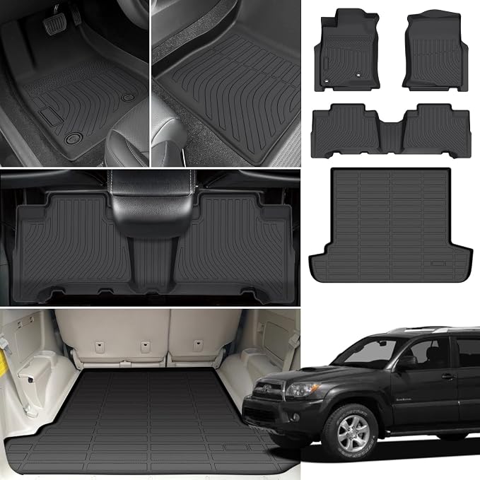 Floor Mats for Toyota 4Runner 2003-2009, NOT for with 3rd Row Seats, NOT for Sport, 4th gen 4runner Floor Mats for 4Runner SR5 | Limited, ONLY for 5 Seats, TPE Front & Rear Row & Cargo Liner