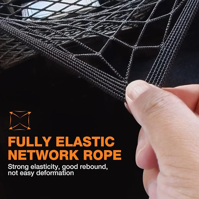 SARDVISA Upgrade Cargo Net for Motorcycle Helmet Storage, 10"X11" High-Elastic Double Layer Bungee Net with 4 Strong Hooks, Luggage Strap Rack Expansion Organizer Net Pocket for Motorbike Trike Cycle