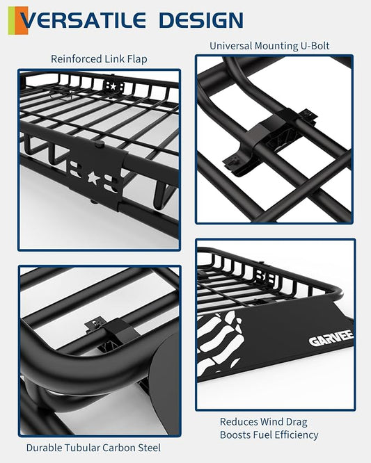 Garvee Universal Roof Rack Cargo Carrier Basket, 200 Lbs Capacity Rooftop Cargo Rack, Car Top Luggage Holder Basket Heavy Duty for SUVs, Trucks, Vehicles