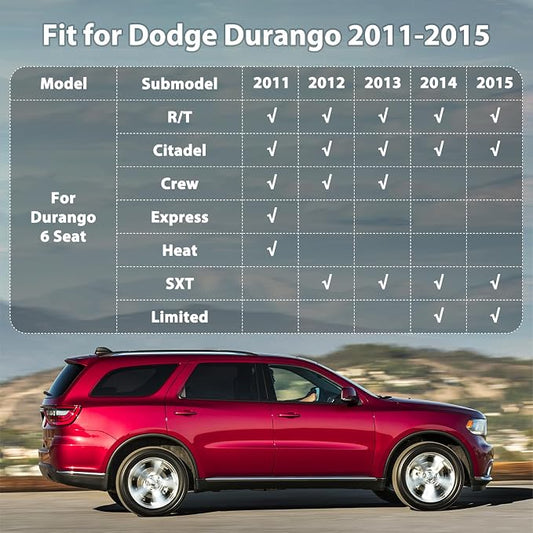 Floor Mats & Cargo Liner for 2011-2015 Dodge Durango 6 Seats, All Weather TPE Floor Liners Custom Fit Durango Heavy Duty Car Mats 1st & 2nd & 3rd Row & Trunk Mat Accessories Odorless Anti Slip Black