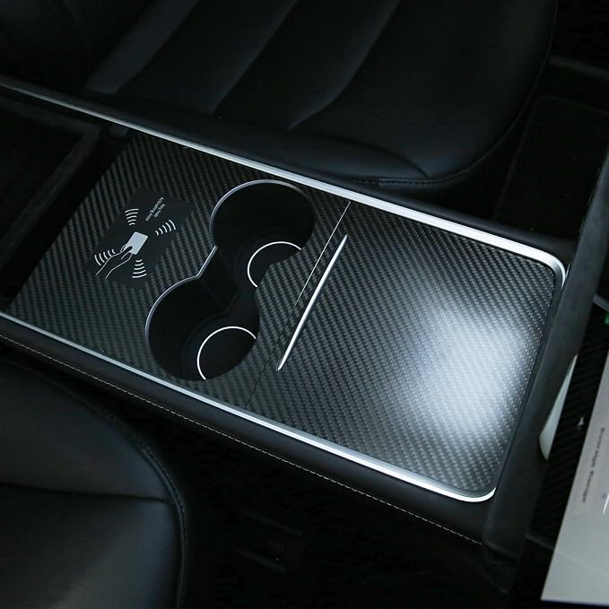 Carbon Fiber Center Console Wrap Kit for Tesla Model 3 & Model Y 2021-2023, Black, 3K Twill, Matte Finish