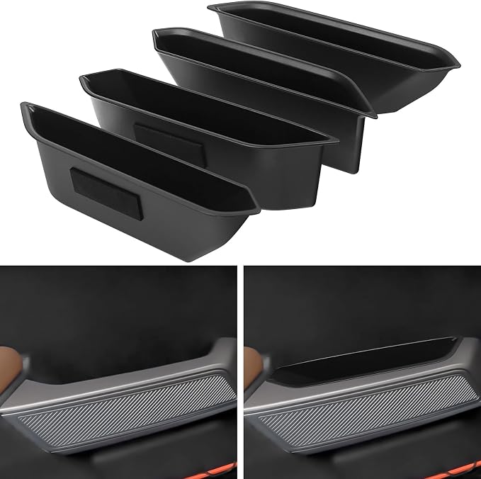 4PCS Door Handle Storage Box for Ford Bronco 2021 2022 2023 2024 2025 Accessories Phone Holder Front and Rear Door Grab Handle Pocket ABS(Not for Sport Model)