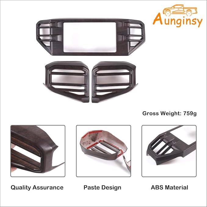 Car Center Console Air Conditioning Outlet Trim Cover Kit Compatible with Toyota Tundra/Sequoia 2022-2026, Dashboard Side A/C Vent Panel Decorative Frame Protector ABS Accessories, For 8-inch Screen