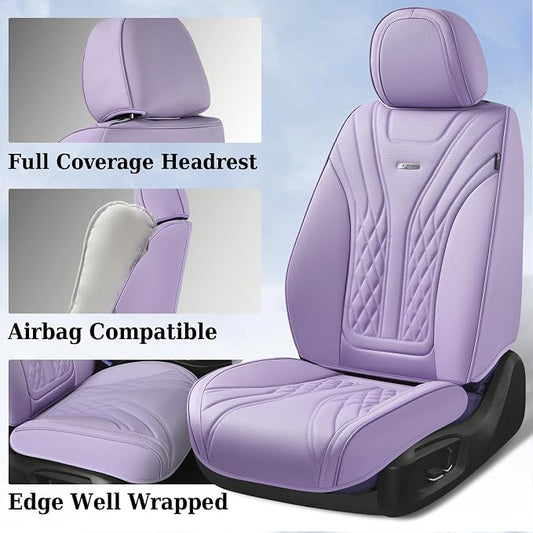 Coverado Car Seat Covers, Car Seat Covers Front Seats, 2-Pack Front Seat Cover, Nappa Leather Waterproof Seat Covers, Car Seat Protectors, Automotive Seat Covers Universal Fit for Most Vehicles