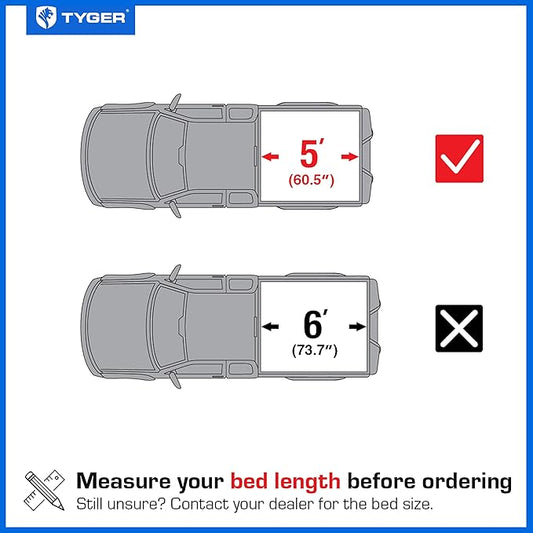 Tyger Auto T3 Soft Tri-fold Truck Bed Tonneau Cover Compatible with 2023-2026 Chevy Colorado GMC Canyon | 5'1" (61") Bed | TG-BC3C1206