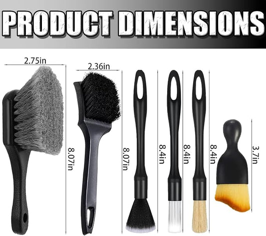 Car Detailing Brush Set, Car Wheel Brush, Tire Brush, Car Interior Dust Cleaning Kit, Ultra Soft Boars Hair Car Interior Detailing Brushes, for Cleaning Car Interior Exterior