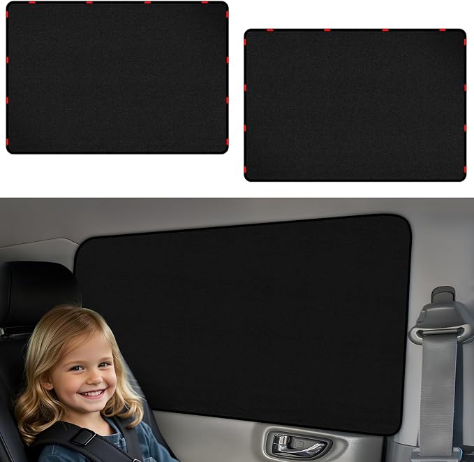 ZATOOTO Car Window Covers for Rear Side Window Curtains Suede Sun Shade for Privacy Blackout for UV Protection, Car Shades for Large Rear Window, 21.2×39.3in