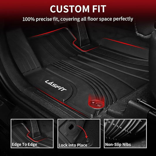 LASFIT Floor Mats for Hyundai Elantra 2026 2025 2024 2023 2022 2021 (Only Fit Gas & Automatic) & Elantra N 2022-2026 (Only Fit Automatic) Custom Fit TPE All Weather Floor Liners Car Mats, Black