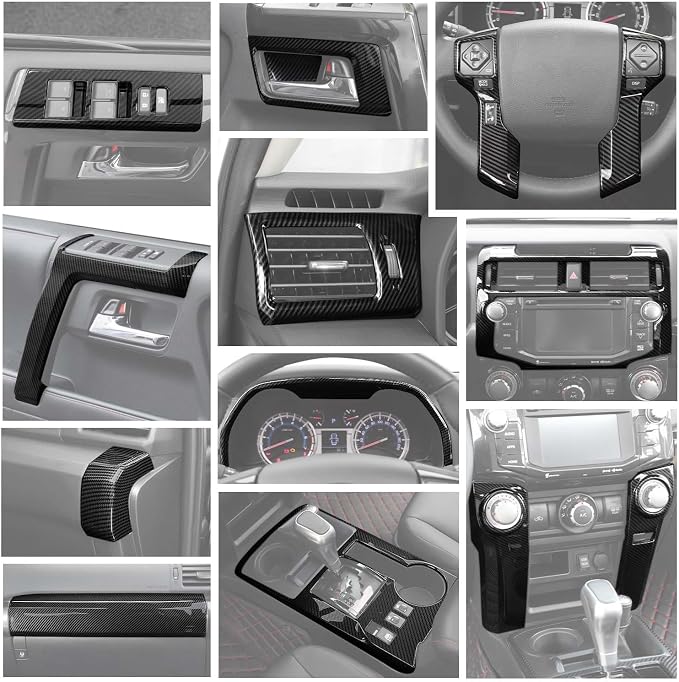 JWWY Interior Trim Kit Auto Interior Dress-Up Kit Decor Set Center Console Gear Shift Dashboard Panel Cover Trim for 2010-2019 Toyota 4runner Interior Accessories, ABS Carbon Fiber 28pcs
