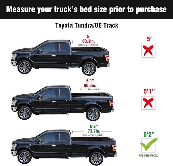 Tutel Low Profile Hard Shell Folding Truck Bed Tonneau Cover|Fits 2016-2023 Toyota Tacoma 6'2" Bed (73.7") - TTLTMLPT022