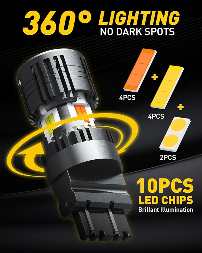 AUXITO Latest CANBUS 3157 Switchback LED Bulbs 3057 3457 4157 Dual Color Amber/White Anti Hyper Flash Built-in Resistor Error Free Turn Signal Lights and DRL/Parking Lights, Pack of 2