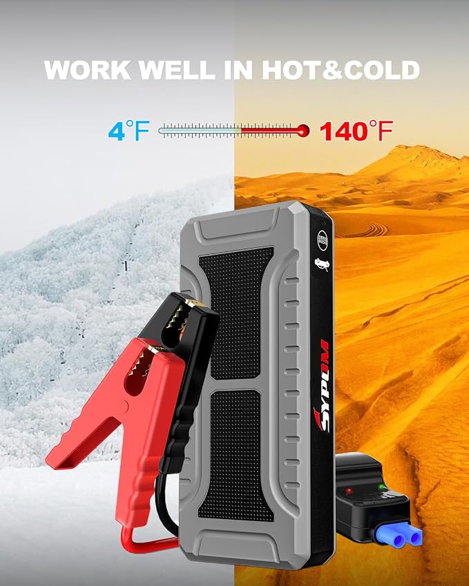 Car Jump Starter, 4000A Peak Battery Jump Starter (for All Gas or Up to 10L Diesel), Portable Battery Booster Power Pack, 12V Auto Jump Box with LED Light,Power Bank, USB Quick Charge