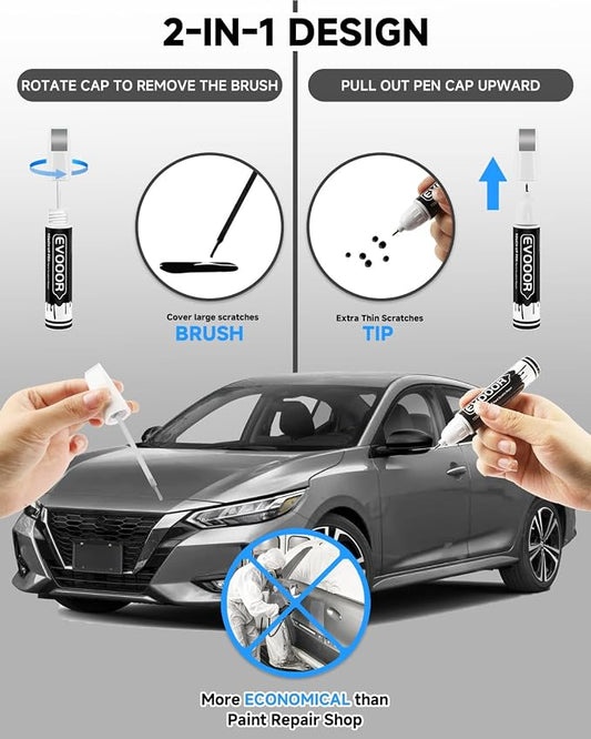 Touch Up Paint Compatible with Nissan Exact Match 2 in 1 Touch up Paint for Chips and Nicks Repair (Platinum Graphite Metallic(K51) Compatible with 350Z/370Z/Murano/Quest/Rogue/Rogue-Select/X-Trail)