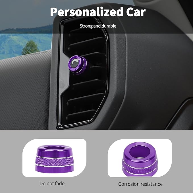 Linskip Aluminum Vent Knob Covers Compatible with Ford Bronco Sport 2021-2024, Dash Air Vent Knob Trim Kit for Bronco Sport Interior Accessories(Purple)