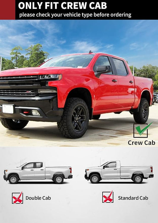 YITAMOTOR 6 Inches Running Boards Compatible with 2019-2026 Chevy Silverado/GMC Sierra 1500 Crew Cab, 2020-2026 2500HD 3500HD, Side Step Bars Aluminum Alloy, Running Boards for Silverado Crew Cab