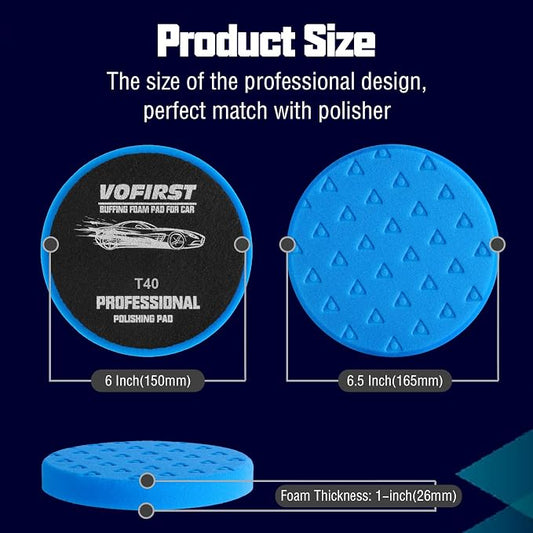 6 Inch Polishing Pad - 3Pcs Blue Polishing Pad - 6.5 Inch Face for 6 Inch 150mm Backing Plate - High-Density Buffing Sponge Pads for Car Buffer Polisher Compounding, Polishing & Waxing