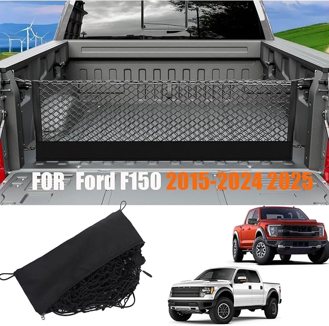 Envelope Style Truck Bed Cargo Net Compatible with Ford F150 2015-2024 2025 2026,Highly Elastic Truck Cargo Net for F150 Accessories