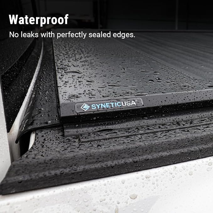 Syneticusa Stealth Black Retractable Hard Tonneau Cover T-Slot Rails Fits 2008-2026 Ford F-250/350 Super Duty 6' 10" Truck Bed Premium Edition Accessories Waterproof