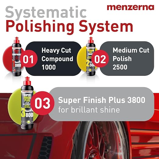 menzerna “Super Finish Plus 3800” Car Polishing I Deep Gloss Polish for a Perfect Mirror-Like Finish I Polishing Compound for Micro Scratches & Holograms on Cars & SUVs I Silicone Free I 8 fl oz.