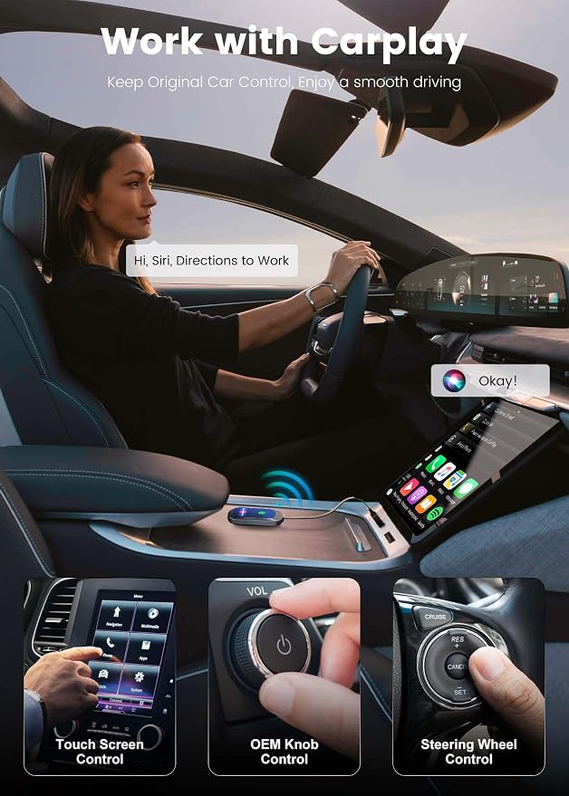 Upgraded Android Auto Wireless Adapter for Cars 2017+, 2 in 1 Wireless Carplay Adapter for iPhone,Compatible with iOS 10+/Android 11+, Plug & Play,Near-Zero Latency