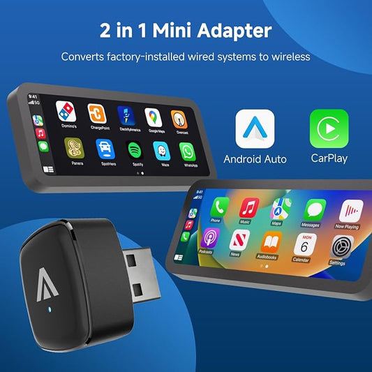 D7 & D7-C Wireless CarPlay & Android Auto Adapter, Plug & Play Car Play Mini Dongle, Converts Factory Wired Connection to Wireless for Cars 2016+, No Lag for iPhone & Android Phone