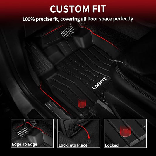 LASFIT Floor Mats for 2019-2023 Lincoln Nautilus & 2016-2018 Lincoln MKX, Custom Fit Full Coverage TPE Floor Liners, All Weather Front Rear Set, Black