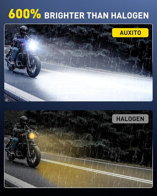 AUXITO H6M P15D LED Motorcycle Light Bulbs Hi/Lo Beam T19 H6 6500K Cool White 5000LM for ATVS UTVS, Plug and Play, Pack of 2