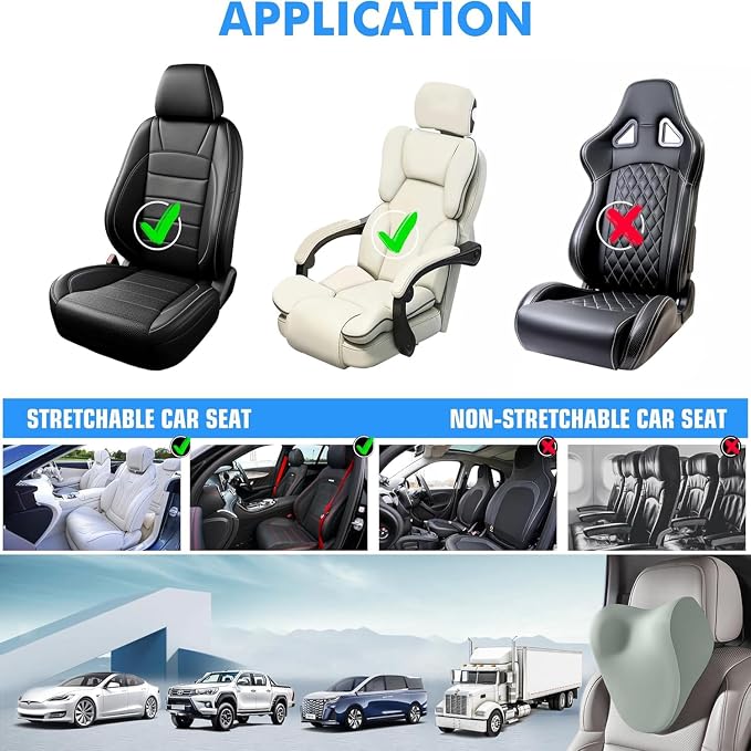 Car Neck Pillow for Driving, car headrest Pillow Head and Neck Rest Pillow for car headrest, Neck Support for car Driving or Traveling or Sleeping of Accessories with Memory Foam