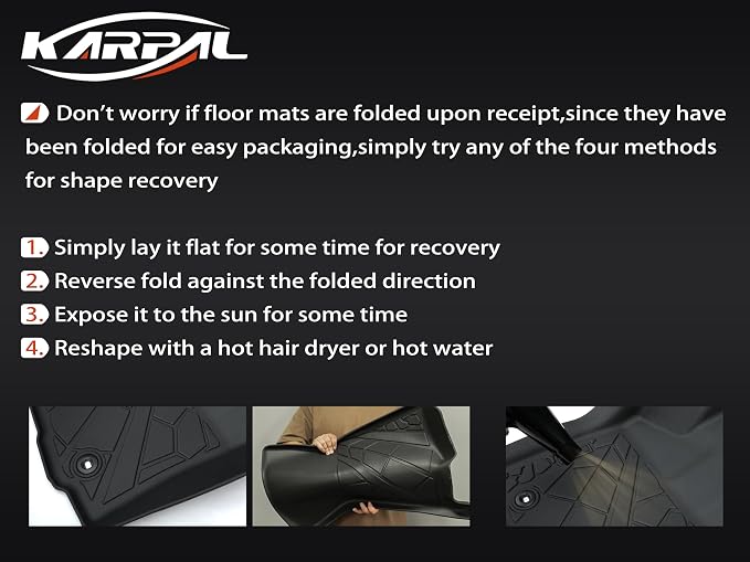 KARPAL Floor Mats for 1999-2007 Ford F250/ F350/ F450 Super Duty Crew Cab Carpet Floor, Custom Fit TPE All Weather Ford F250 Accessories 1st & 2nd Floor Liner