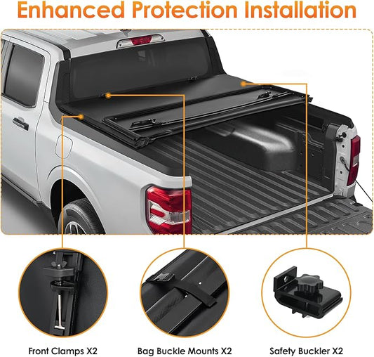 Nilight Soft Tri-fold Truck Bed Tonneau Cover Compatible with Ford F150 2004 2005 2006 2007 2008 2009 2010 2011 2012 2013 2014-5.5ft