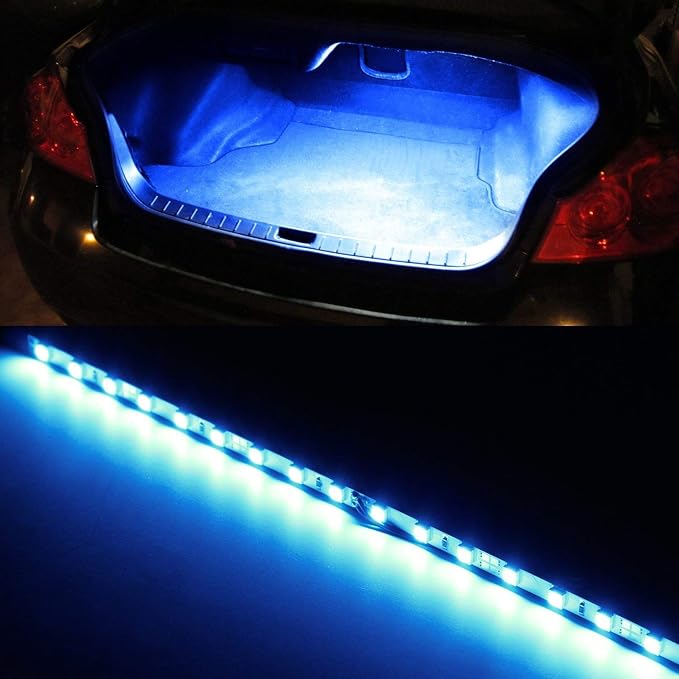 iJDMTOY 18-SMD-5050 LED Strip Light Compatible with Car Trunk Cargo Area or Interior Illumination, Ultra Blue